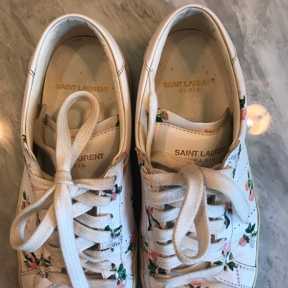 Saint Laurent white floral sneakers sz 36 - Picture 3 of 8